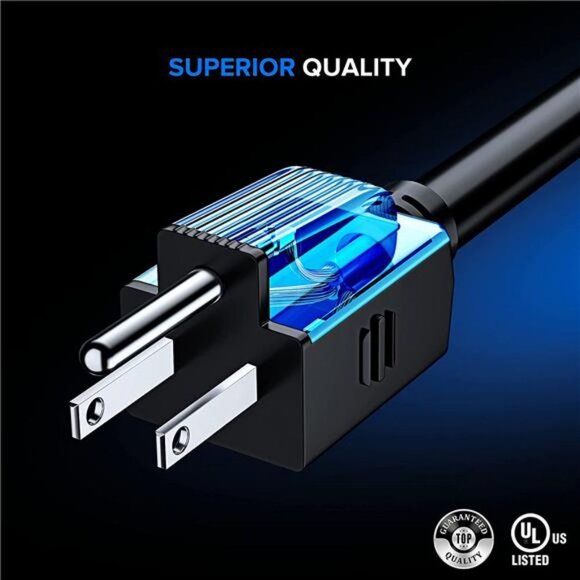 Extension Cord 50 Ft Black Power Cords16 Gauge Wire Heavy Duty ETL Listed (50Ft) - Picture 2 of 7